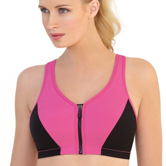 Glamorise SPORT Bra 34D (HIGH-IMPACT) Wicking (RACERBACK) Stretch PINK NEW - Picture 3 of 9